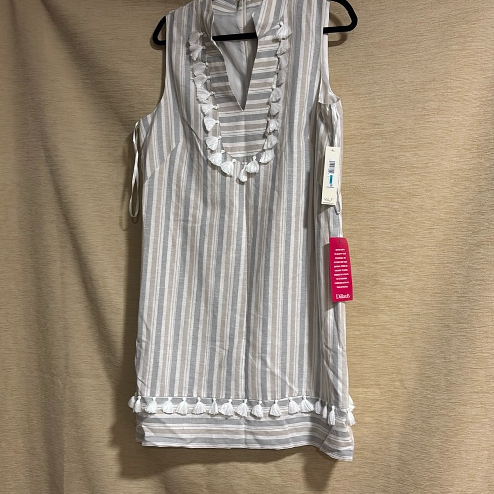 Eliza J Stripe Mandarin Collar Shift Dress - Size 16 NWT‎